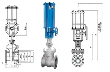 氣動(dòng)法蘭閘閥結(jié)構(gòu)圖