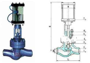 氣動焊接截止閥結(jié)構(gòu)圖