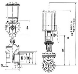 氣動(dòng)閘閥尺寸圖