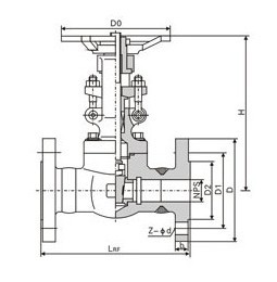 Z41H鑄鋼法蘭閘閥尺寸結構圖
