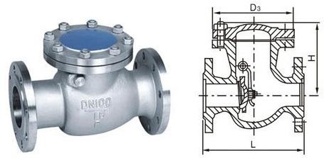 H44H鑄鋼法蘭旋啟式止回閥結(jié)構(gòu)圖