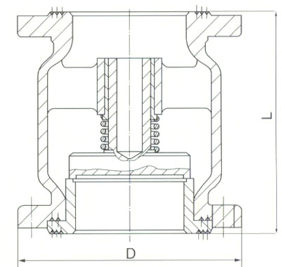 H42W、H42Y、H42H不銹鋼立式止回閥結構圖