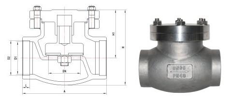 DH64Y焊接低溫止回閥尺寸圖