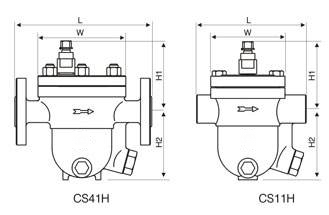 CS41H自由浮球式蒸汽疏水閥尺寸圖