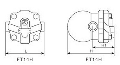 FT14H杠桿浮球式蒸汽疏水閥尺寸圖