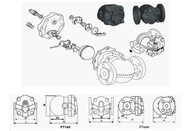 FT44H杠桿浮球式蒸汽疏水閥尺寸圖