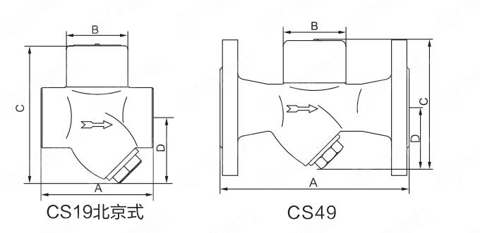 CS49H熱動(dòng)力圓盤式蒸汽疏水閥尺寸圖