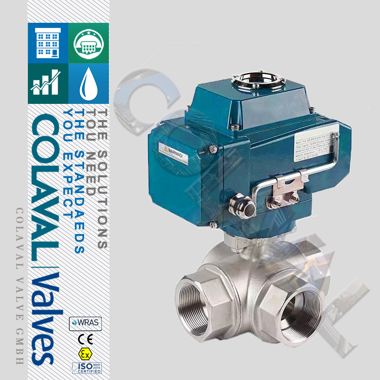進口絲扣電動三通球閥圖片